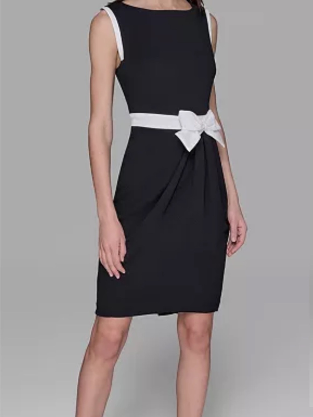 Karl Lagerfeld Black Dress with White Bow and Trim